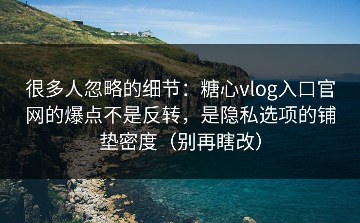 很多人忽略的细节：糖心vlog入口官网的爆点不是反转，是隐私选项的铺垫密度（别再瞎改）  第1张