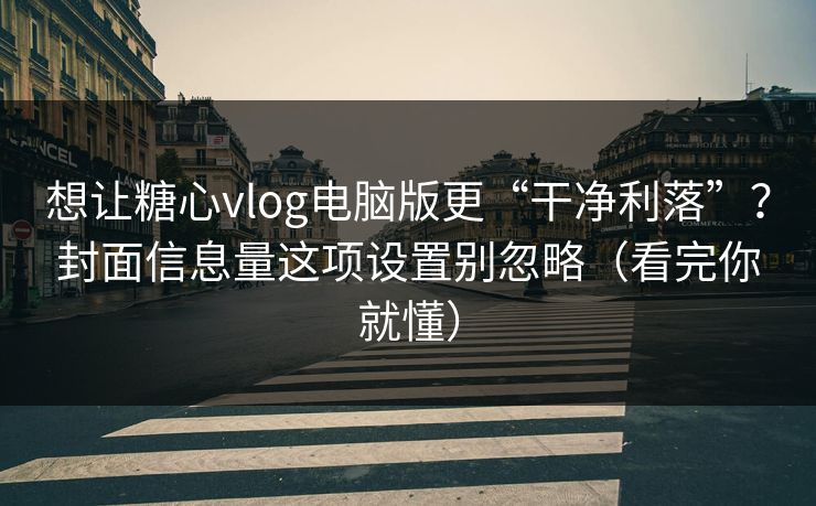 想让糖心vlog电脑版更“干净利落”？封面信息量这项设置别忽略（看完你就懂）  第1张