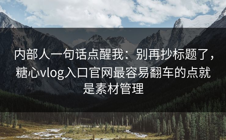 内部人一句话点醒我：别再抄标题了，糖心vlog入口官网最容易翻车的点就是素材管理  第1张