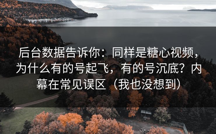 后台数据告诉你：同样是糖心视频，为什么有的号起飞，有的号沉底？内幕在常见误区（我也没想到）