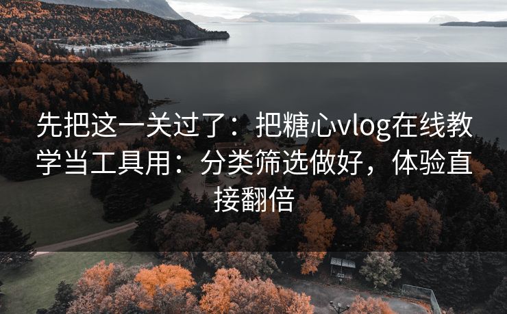 先把这一关过了：把糖心vlog在线教学当工具用：分类筛选做好，体验直接翻倍