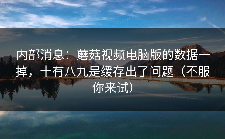 内部消息：蘑菇视频电脑版的数据一掉，十有八九是缓存出了问题（不服你来试）  第1张