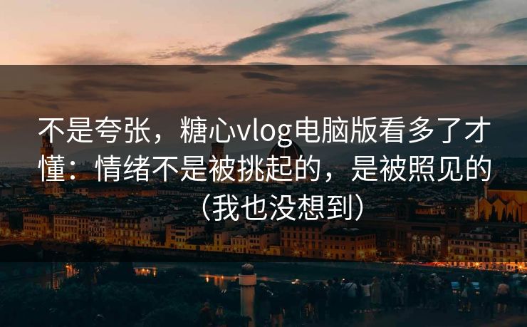 不是夸张，糖心vlog电脑版看多了才懂：情绪不是被挑起的，是被照见的（我也没想到）